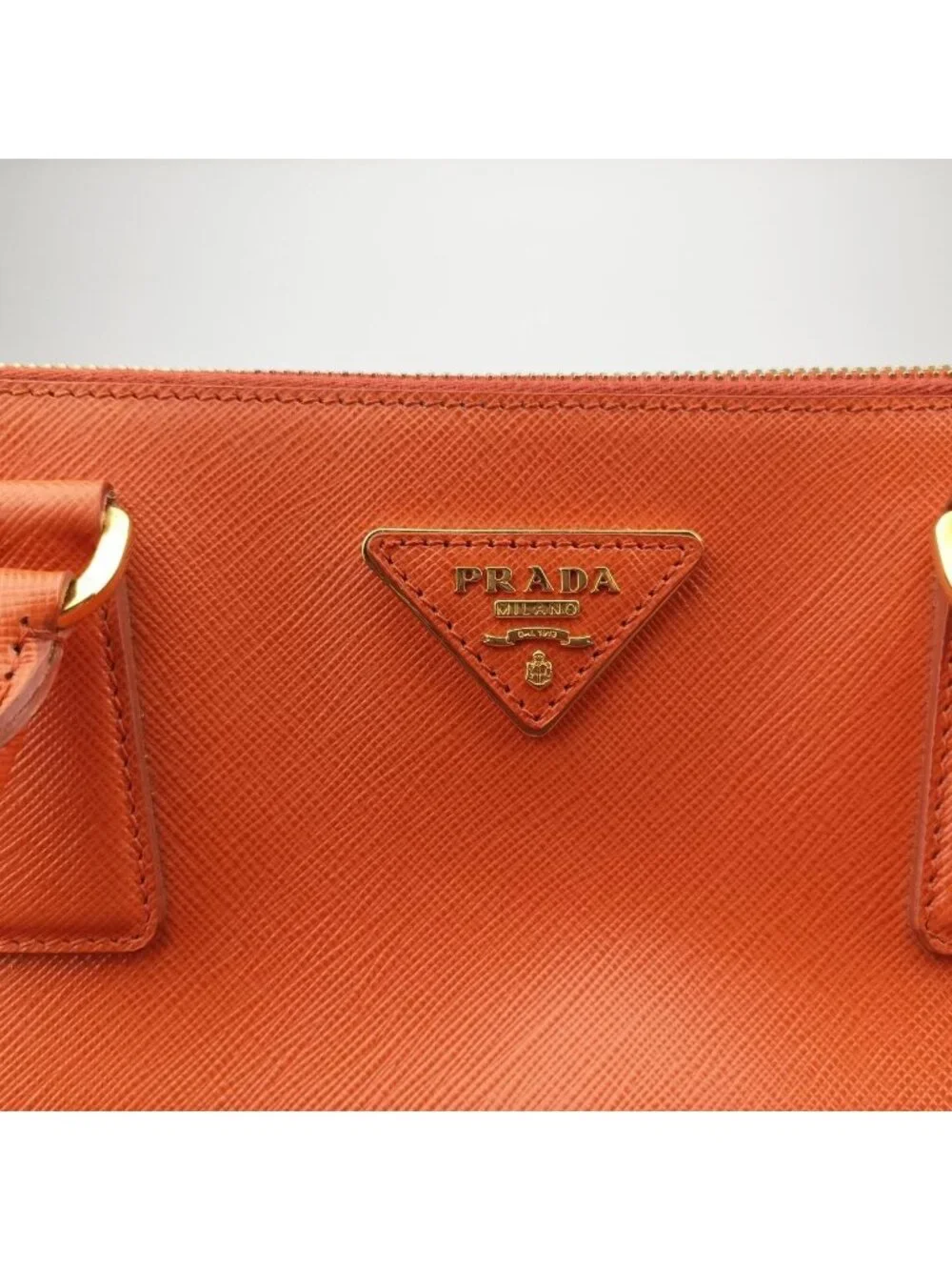 Prada Galleria Orange Red Saffiano Leather 14 Shoulder Bag